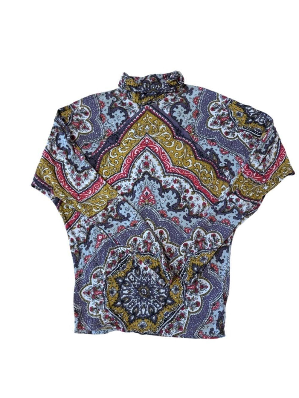 Free People Paisley Turtleneck Long-Sleeve Top in Blue, Gold & Pink - Picture 2 of 10